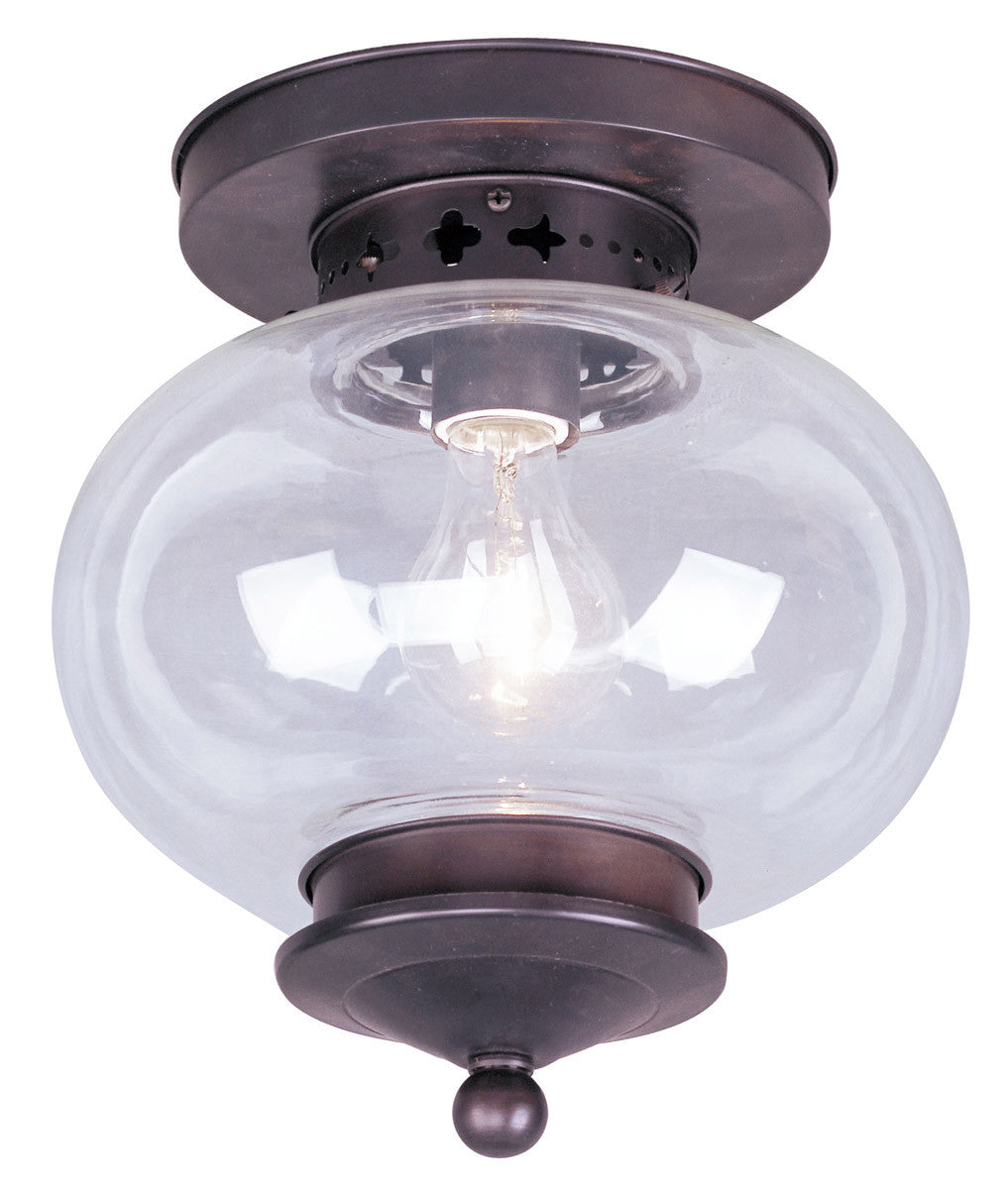 Livex Lighting Harbor Collection 1 Light Bronze Ceiling Mount in Bronze 5032-07