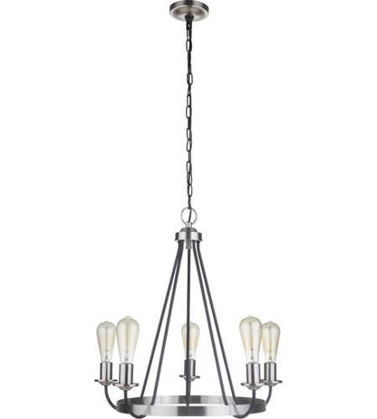 Craftmade 5 Light Chandelier in Flat Black/Brushed Polished Nickel 50325-FBBNK