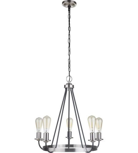 Craftmade 5 Light Chandelier in Flat Black/Brushed Polished Nickel 50325-FBBNK