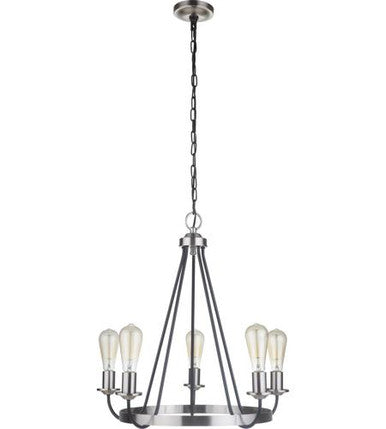 Craftmade 5 Light Chandelier in Flat Black/Brushed Polished Nickel 50325-FBBNK