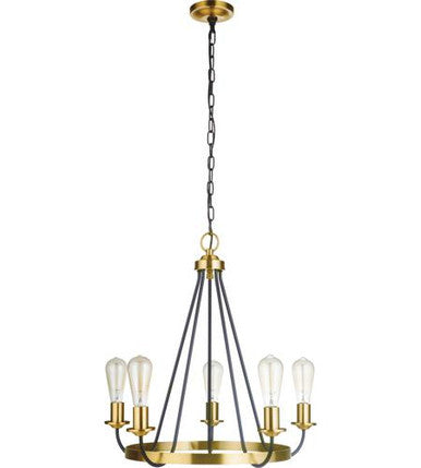 Craftmade 5 Light Chandelier in Flat Black/Satin Brass 50325-FBSB