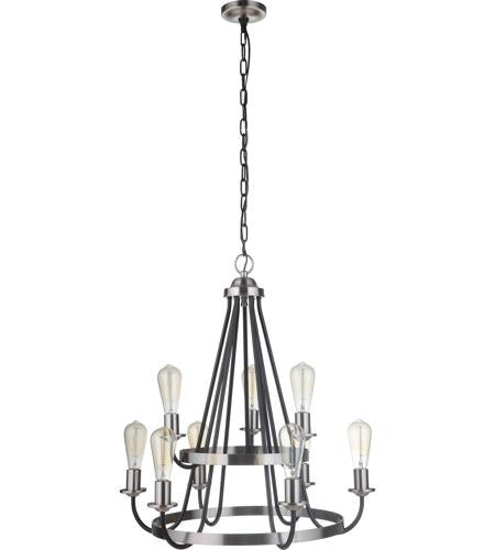 Craftmade 9 Light Chandelier in Flat Black/Brushed Polished Nickel 50329-FBBNK