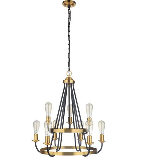 Craftmade 9 Light Chandelier in Flat Black/Satin Brass 50329-FBSB