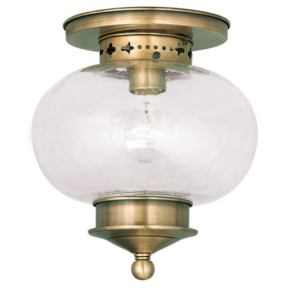 Livex Lighting Harbor Collection 1 Light Antique Brass Ceiling Mount in Antique Brass 5036-01