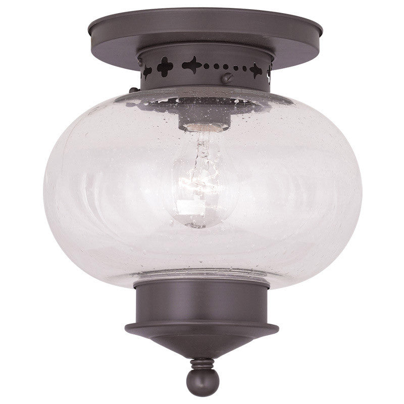 Livex Lighting Harbor Collection 1 Light Bronze Ceiling Mount in Bronze 5036-07