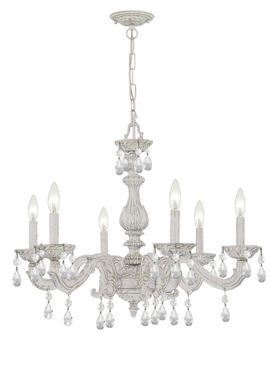 Crystorama Paris Market 6 Light Clear Crystal Antique White Chandelier 5036-AW-CL-MWP