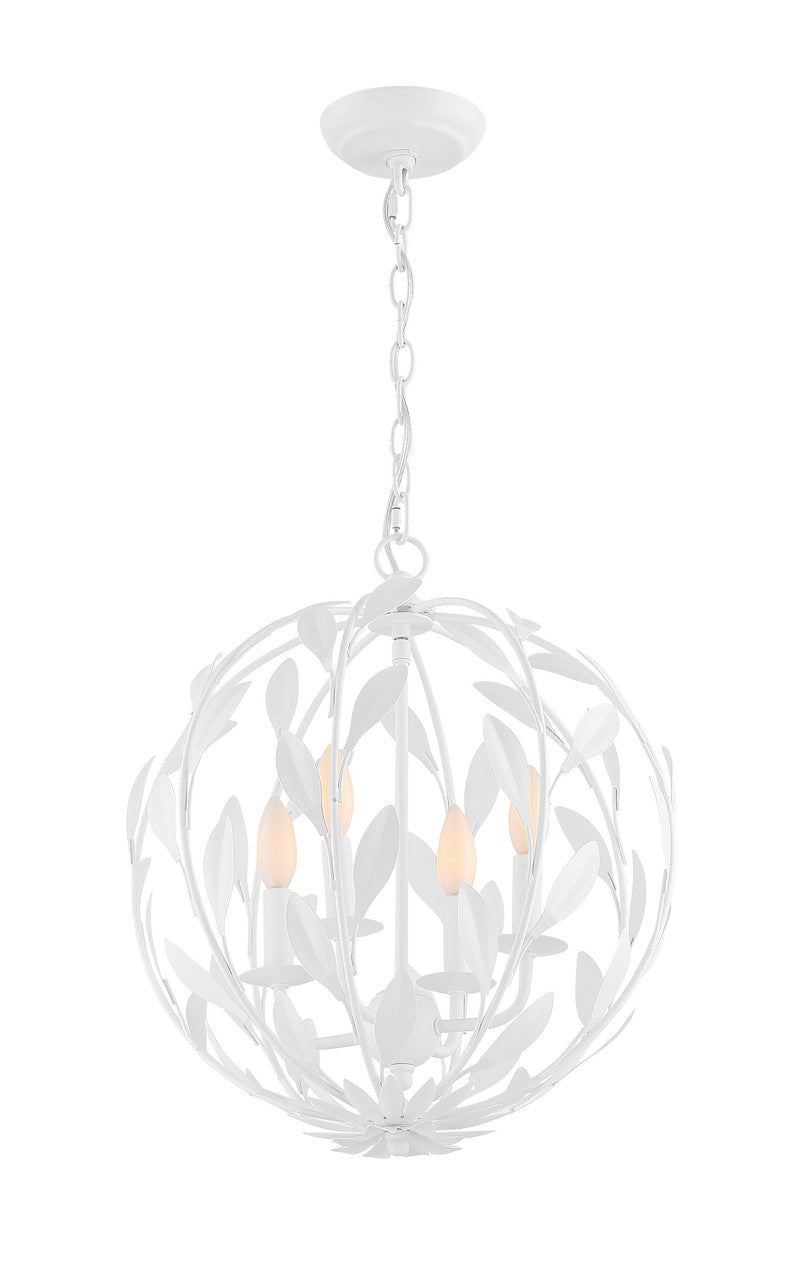 Crystorama Broche 4 Light Matte White Mini Chandelier 504-MT