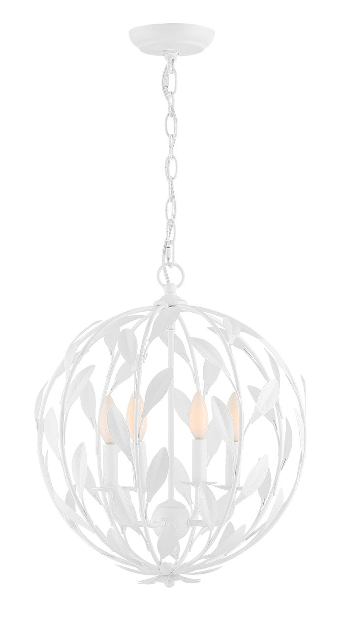 Crystorama Broche 4 Light Matte White Mini Chandelier 504-MT