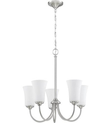 Craftmade 5 Light Chandelier in Brushed Polished Nickel 50425-BNK-WG