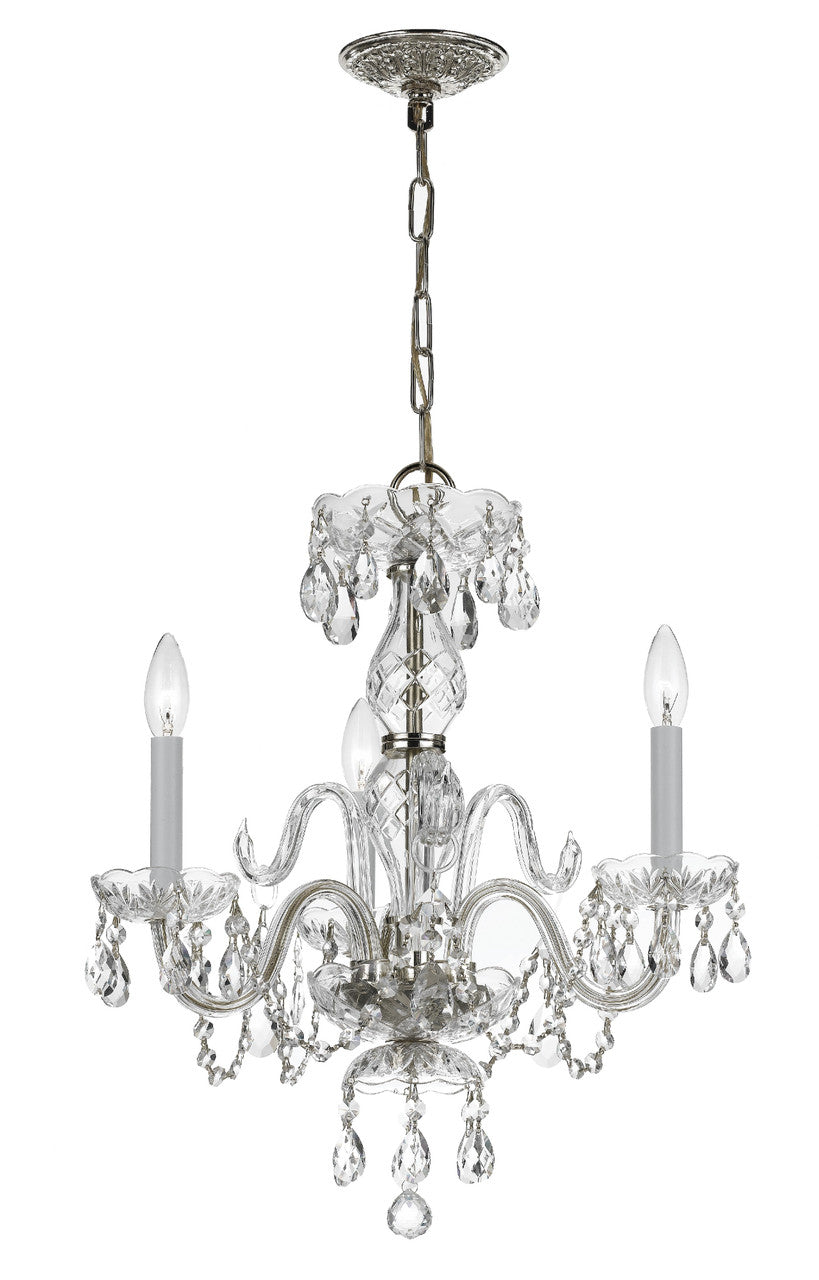 Crystorama Traditional Crystal 3 Light Clear Italian Crystal Polished Chrome Mini Chandelier 5044-CH-CL-I