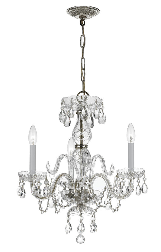 Crystorama Traditional Crystal 3 Light Clear Italian Crystal Polished Chrome Mini Chandelier 5044-CH-CL-I