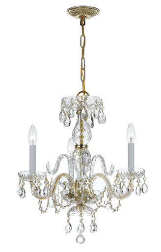 Crystorama Traditional Crystal 3 Light Clear Italian Crystal Polished Brass Mini Chandelier 5044-PB-CL-I