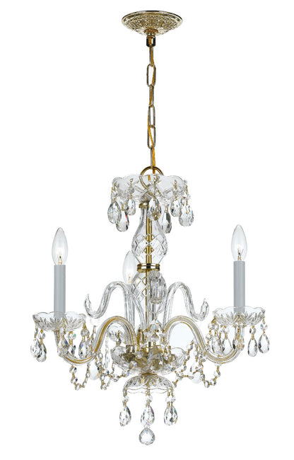 Crystorama Traditional Crystal 3 Light Clear Crystal Polished Brass Mini Chandelier 5044-PB-CL-MWP