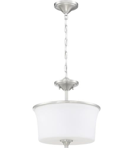 Craftmade Gwyneth 2 Light Convertible Semi Flush in Brushed Polished Nickel (White Glass) 50452-BNK-WG