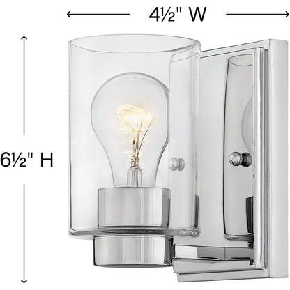 Hinkley Lighting Miley Single Light Vanity Chrome with Clear glass Clear Seedy Glass 5050CM-CL