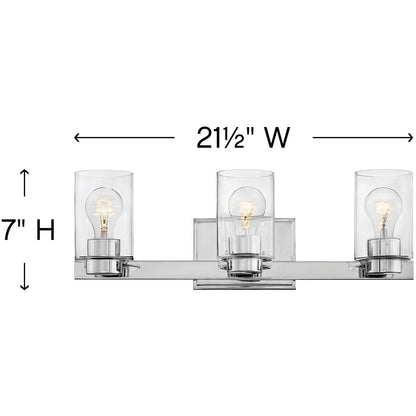 Hinkley Lighting Miley Three Light Vanity Chrome with Clear glass Clear Seedy Glass 5053CM-CL