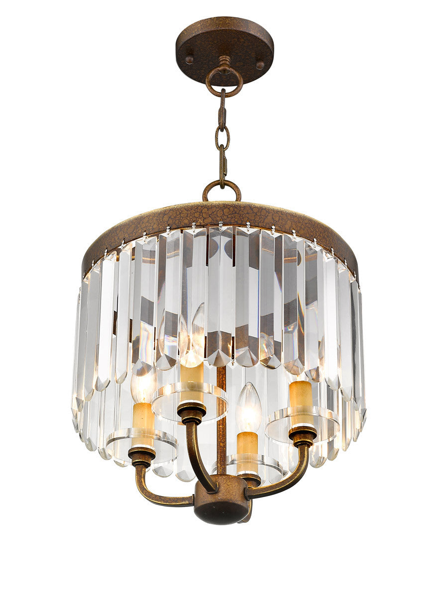 Livex Lighting Ashton Collection 4 Light PBZ Mini Chandelier/Flush Mount in Hand Painted Palacial Bronze 50543-64