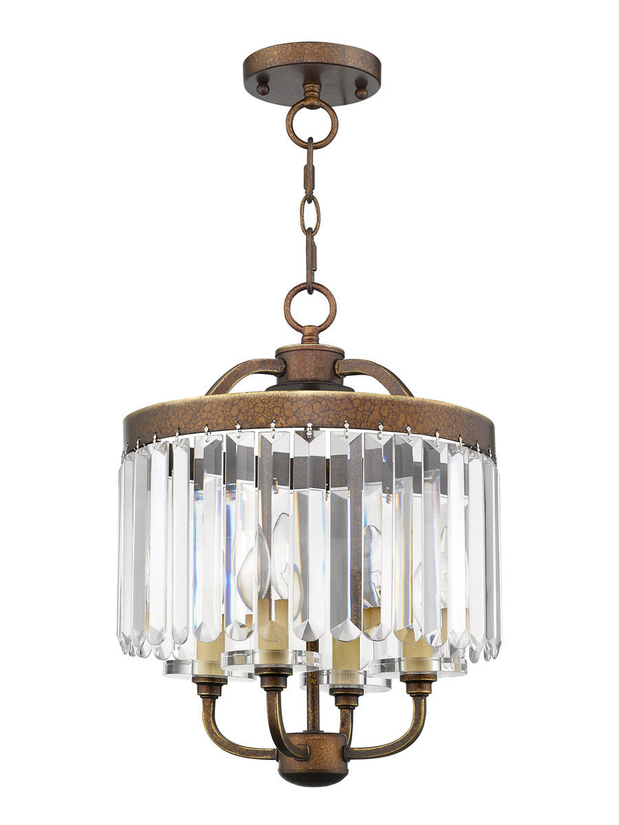 Livex Lighting Ashton Collection 4 Light PBZ Mini Chandelier/Flush Mount in Hand Painted Palacial Bronze 50543-64