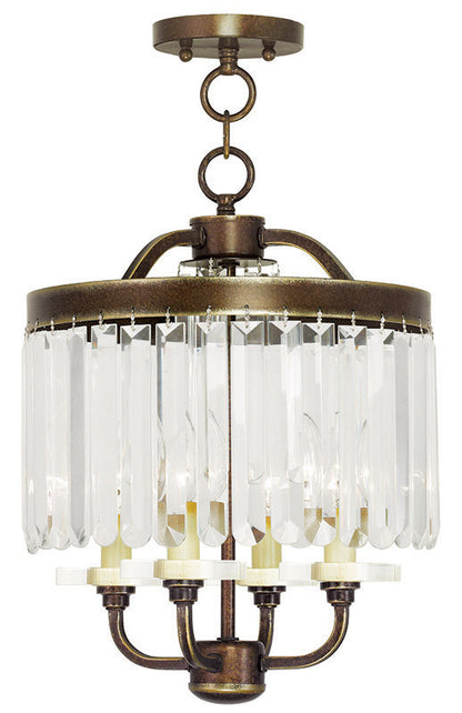 Livex Lighting Ashton Collection 4 Light PBZ Mini Chandelier/Flush Mount in Hand Painted Palacial Bronze 50543-64