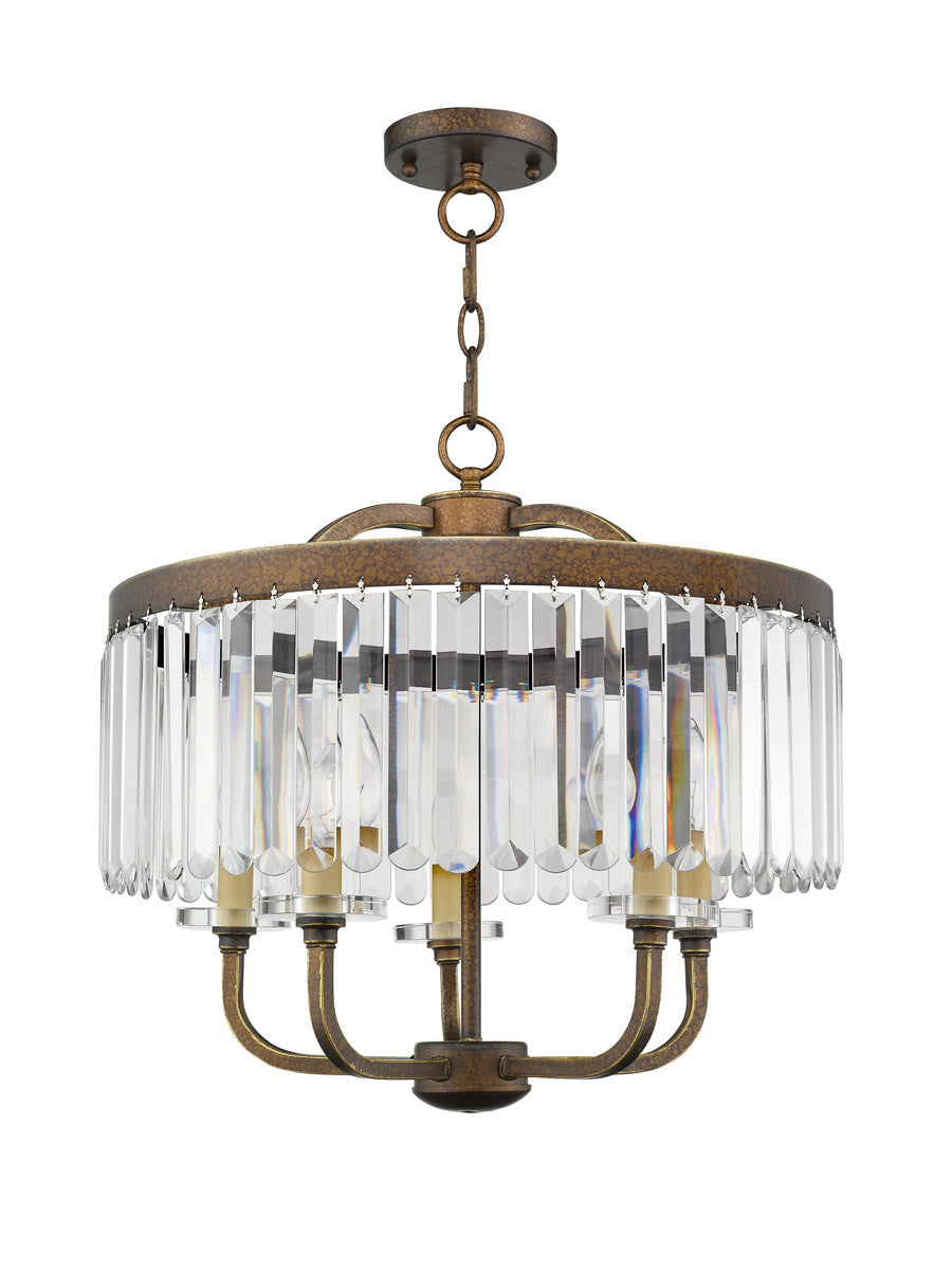 Livex Lighting Ashton Collection 5 Light PBZ Chandelier/Ceiling Mount in Hand Painted Palacial Bronze 50545-64