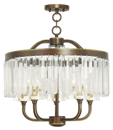 Livex Lighting Ashton Collection 5 Light PBZ Chandelier/Ceiling Mount in Hand Painted Palacial Bronze 50545-64