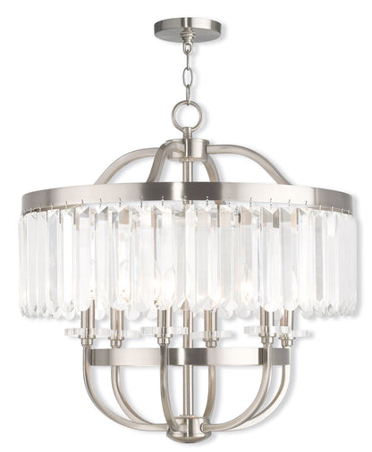 Livex Lighting Ashton Collection 6 Light Brushed Nickel Chandelier in Brushed Nickel 50546-91