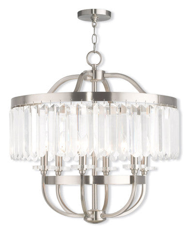 Livex Lighting Ashton Collection 6 Light Brushed Nickel Chandelier in Brushed Nickel 50546-91