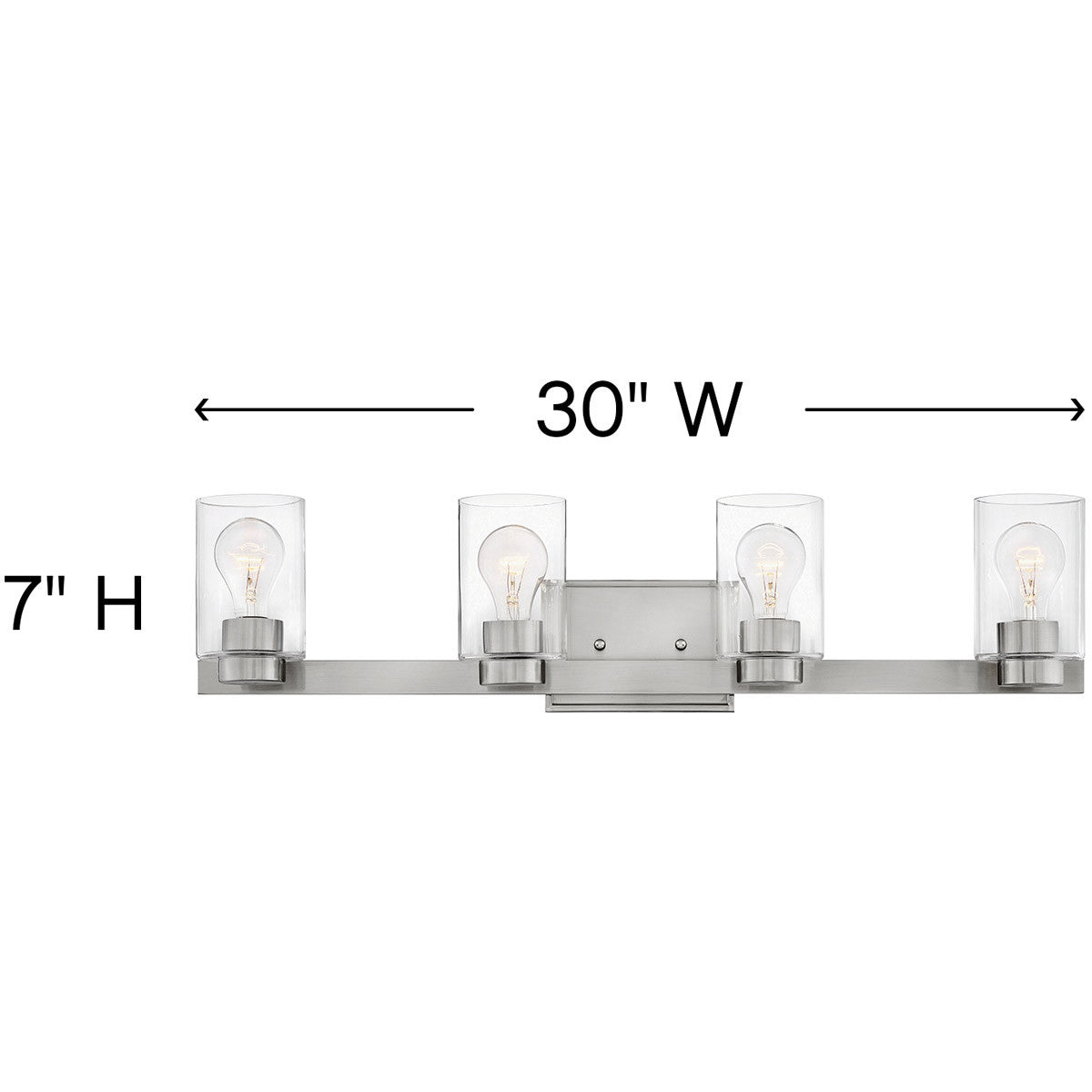 Hinkley Lighting Miley Four Light Vanity Brushed Nickel with Clear glass Clear Seedy Glass 5054BN-CL