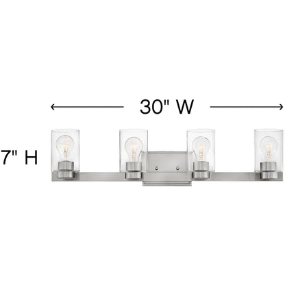 Hinkley Lighting Miley Four Light Vanity Brushed Nickel with Clear glass Clear Seedy Glass 5054BN-CL