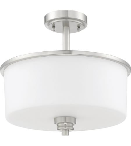 Craftmade Bolden 2 Light Convertible Semi Flush in Brushed Polished Nickel (White Glass) 50552-BNK-WG