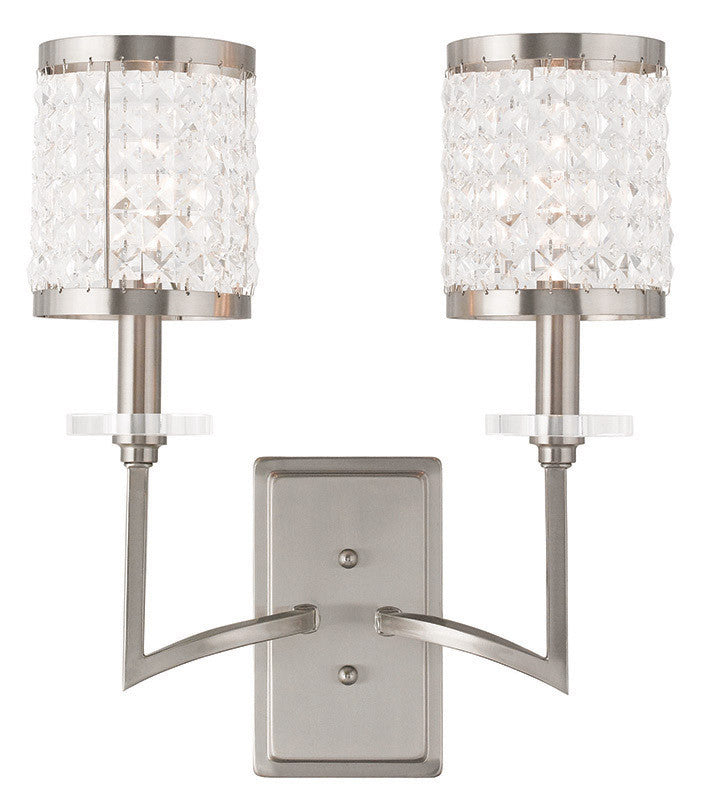 Livex Lighting Grammercy Collection 2 Light Brushed Nickel Wall Sconce in Brushed Nickel 50572-91