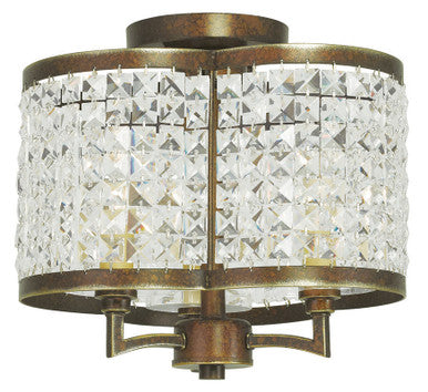 Livex Lighting Grammercy Collection 3 Light Palacial Bronze Ceiling Mount in Hand Painted Palacial Bronze 50573-64