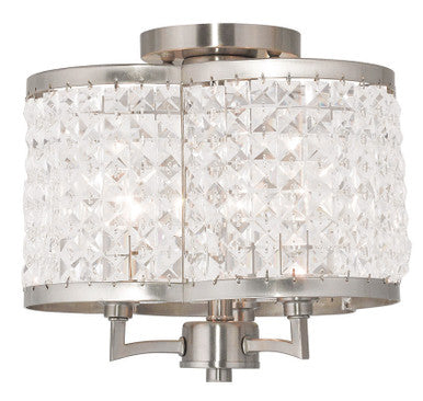 Livex Lighting Grammercy Collection 3 Light Brushed Nickel Ceiling Mount in Brushed Nickel 50573-91