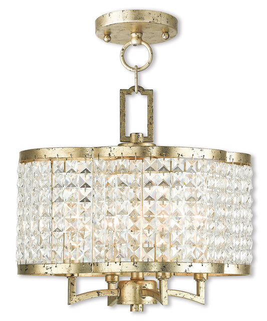 Livex Lighting Grammercy Collection 4 Light WG Mini Chandelier/Semi Flush in Hand Applied Winter Gold 50574-28