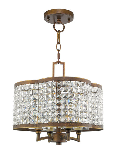 Livex Lighting Grammercy Collection 4 Light PBZ Mini Chandelier/Flush Mount in Hand Painted Palacial Bronze 50574-64