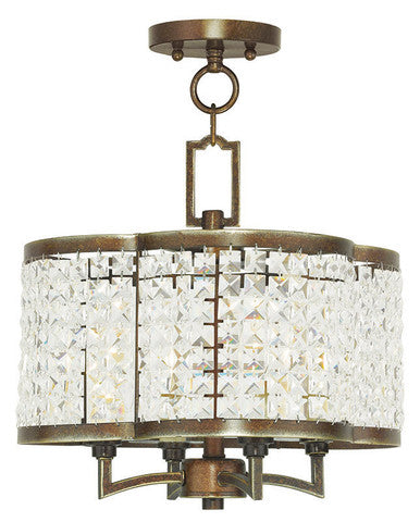 Livex Lighting Grammercy Collection 4 Light PBZ Mini Chandelier/Flush Mount in Hand Painted Palacial Bronze 50574-64