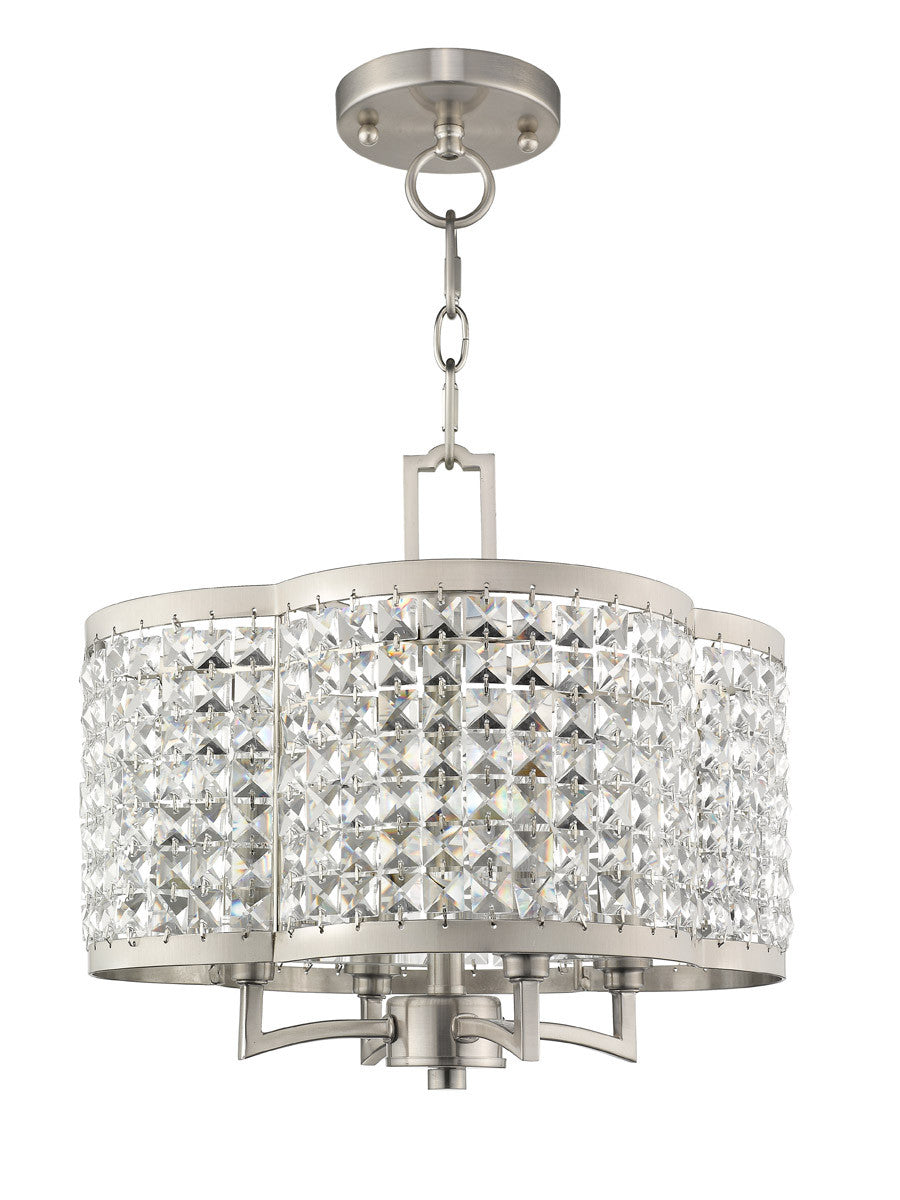 Livex Lighting Grammercy Collection 4 Light BN Mini Chandelier/Ceiling Mount in Brushed Nickel 50574-91