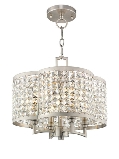 Livex Lighting Grammercy Collection 4 Light BN Mini Chandelier/Ceiling Mount in Brushed Nickel 50574-91