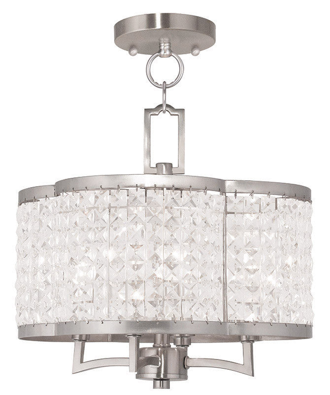 Livex Lighting Grammercy Collection 4 Light BN Mini Chandelier/Ceiling Mount in Brushed Nickel 50574-91