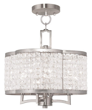 Livex Lighting Grammercy Collection 4 Light BN Mini Chandelier/Ceiling Mount in Brushed Nickel 50574-91