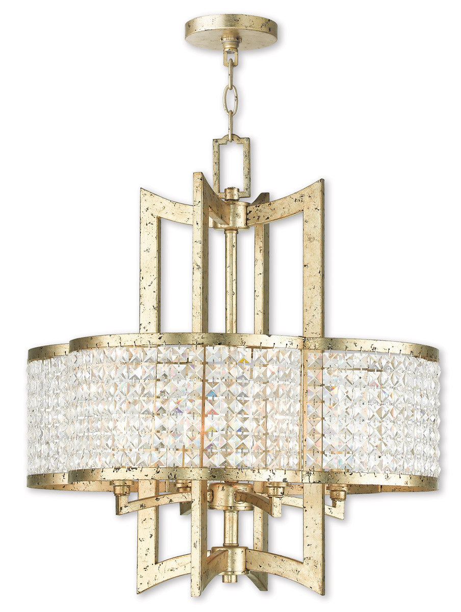 Livex Lighting Grammercy Collection 4 Light Winter Gold Chandelier in Hand Applied Winter Gold 50575-28