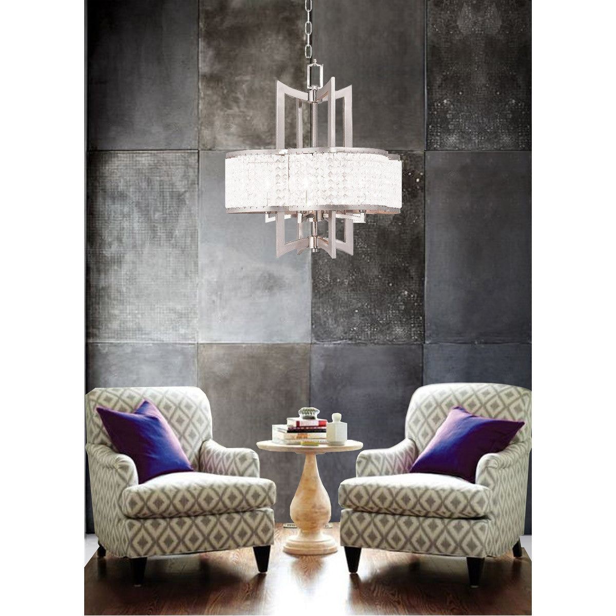 Livex Lighting Grammercy Collection 4 Light Brushed Nickel Chandelier in Brushed Nickel 50575-91