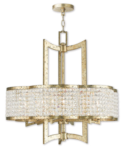 Livex Lighting Grammercy Collection 6 Light Winter Gold Chandelier in Hand Applied Winter Gold 50576-28