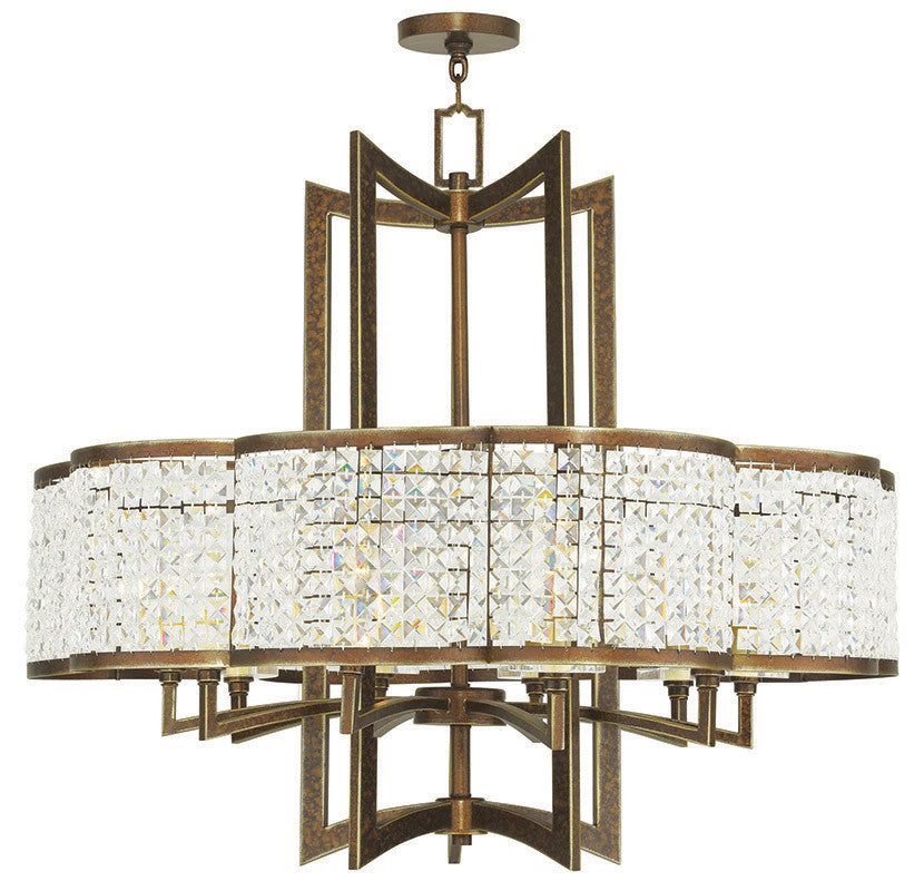 Livex Lighting Grammercy Collection 10 Light Palacial Bronze Chandelier in Hand Painted Palacial Bronze 50579-64