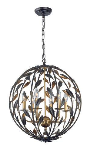 Crystorama Broche 6 Light English Bronze + Antique Gold Sphere Chandelier 506-EB-GA