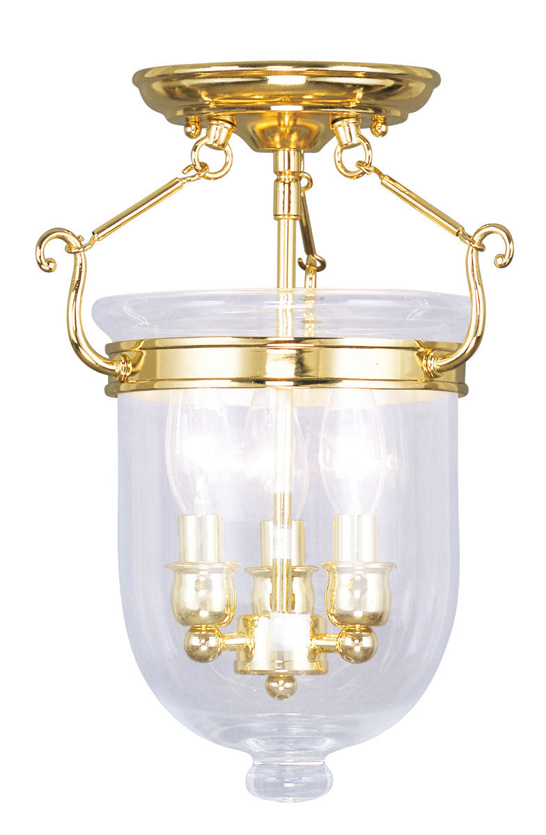 Livex Lighting Jefferson Collection 3 Light Polished Brass Ceiling Mount in Polished Brass 5061-02