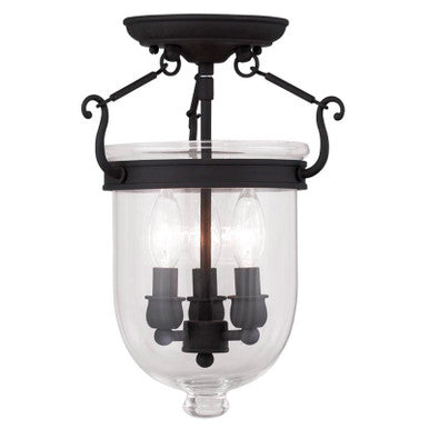 Livex Lighting Jefferson Collection 3 Light Black Ceiling Mount in Black 5061-04