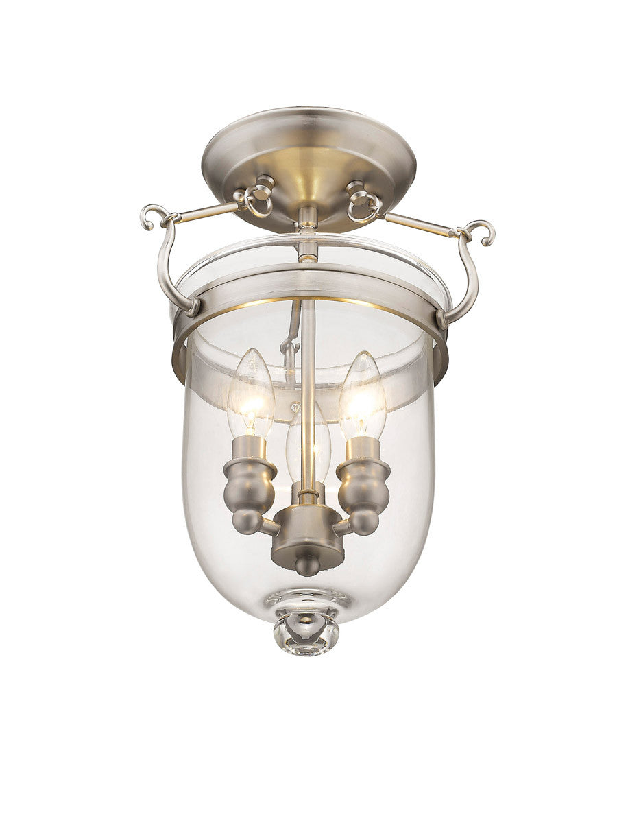 Livex Lighting Jefferson Collection 3 Light Brushed Nickel Ceiling Mount in Brushed Nickel 5061-91