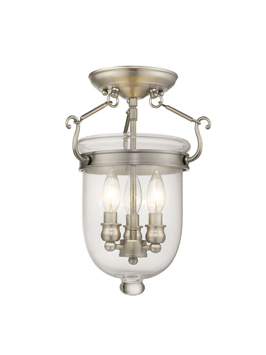 Livex Lighting Jefferson Collection 3 Light Brushed Nickel Ceiling Mount in Brushed Nickel 5061-91