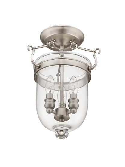 Livex Lighting Jefferson Collection 3 Light Brushed Nickel Ceiling Mount in Brushed Nickel 5061-91